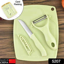 Plastic Kitchen Peeler - Green & Classic Stainless Steel 3-Piece Knife Set Combo