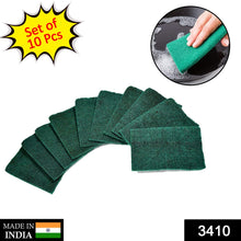 Pack of 10 aqua green cleaning pads for scrubbing.