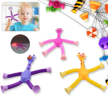 LED Telescopic Suction Cup Giraffe Toy, Pop Tubes Fidget Toys, Shape Changing Telescopic Sensory Tubes Fidget Tubes Sensory Toys Suction Toy, Funny Gift (3 Pcs Set)