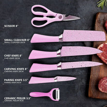 Stainless Steel Non Stick Ceramic Coating 6 Pcs Chef Kitchen Knife Set with Scissor & Peeler