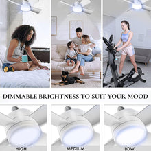 Socket Fan Light Original - Cool Light LED – Ceiling Fans with Lights and Remote Control, Replacement for Lightbulb - Bedroom, Kitchen, Living Room,1000 Lumens / 5000 Kelvins Cool LEDs (Remote Battery Not Included)