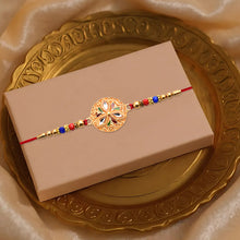 Elegant Meenakari Floral Rakhi With Colorful Beads  Golden Detailing
