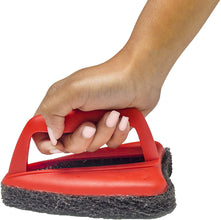 Brush with abrasive scrubber for tough stains