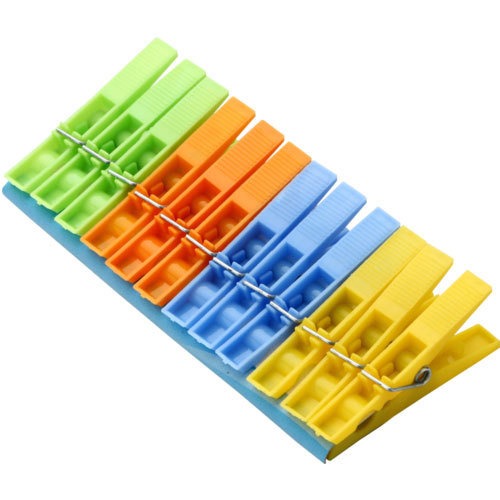 Colorful multipurpose cloth clips for secure cloth drying (12 pcs).