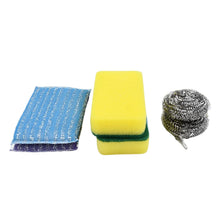 Kitchen Cleaning Tool Set Microfiber Kitchen Utensils High Performance Scouring Sponge Set Dish Sponge, Stainless Steel Scouring Pad (6 Pcs Set)