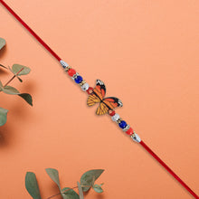 Vibrant Butterfly Rakhi With Colorful Beads  Red Mauli Thread
