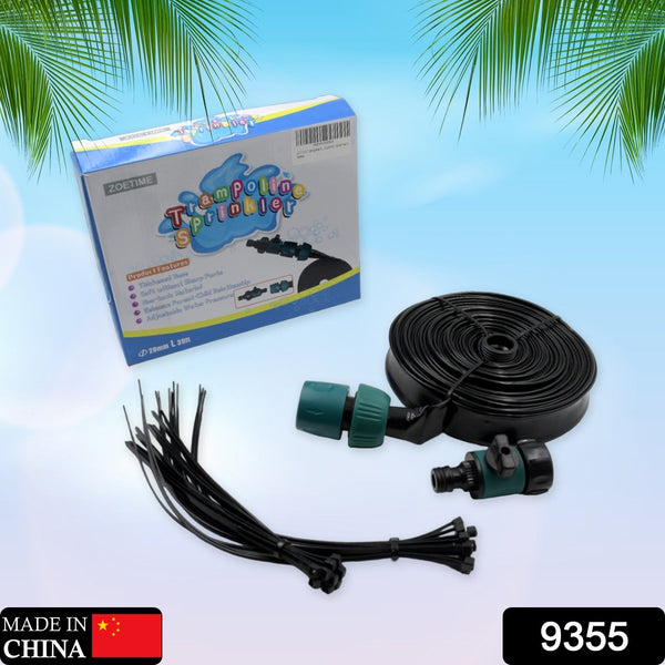 Outdoor water sprinkler for trampoline play