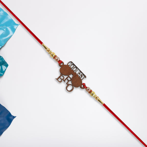 Trendy Wooden Rakhi For Brother  Coolest Bro Design With Sunglass Motif  Decorative Beads