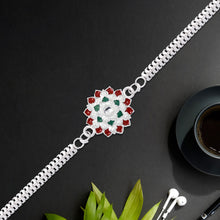 Silver Flower Design Rakhi