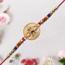 Antique Finish Rakhi With Meenakari  Kundan Work
