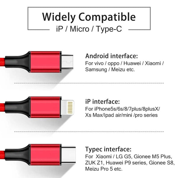 3 In 1 High-quality Multi-charging Cable