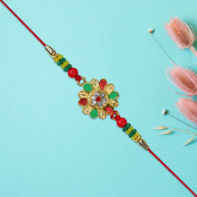 Floral Designer Rakhi With Multicolor Beads