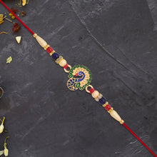 Multicolor Peacock Rakhi With Beads